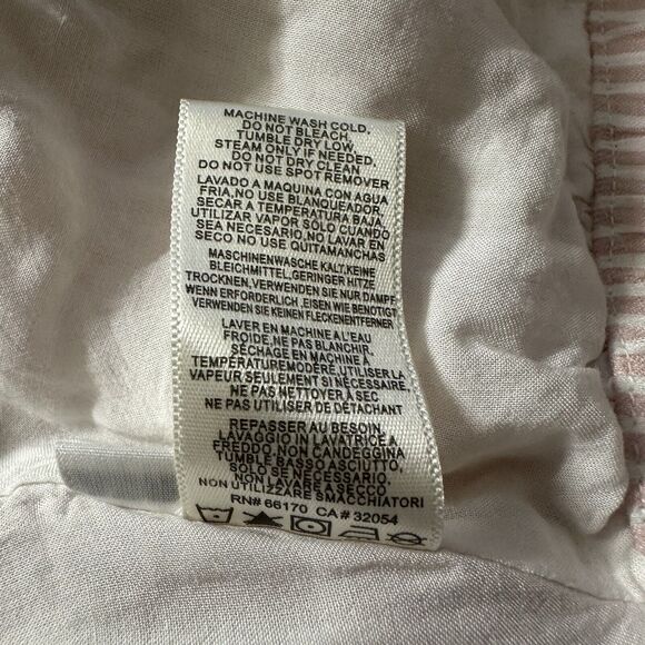 Anthropologie Cloth & Stone Mini Skirt Pink White Striped Sz Medium Crinkle Wrap - Picture 10 of 11